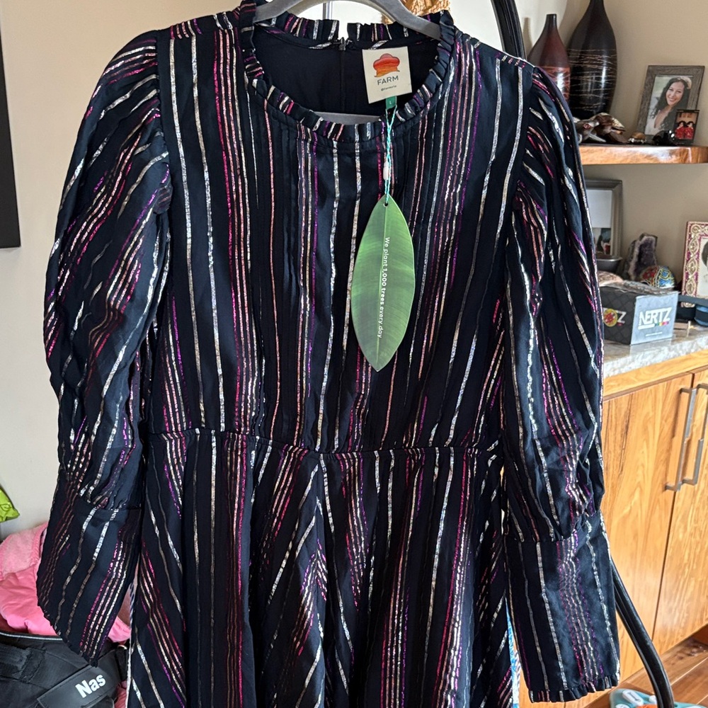 Farm Rio Lurex Striped Midi Dress - Picture 6 of 7